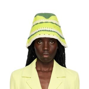 Ganni green embroidered bucket hat - new with tags